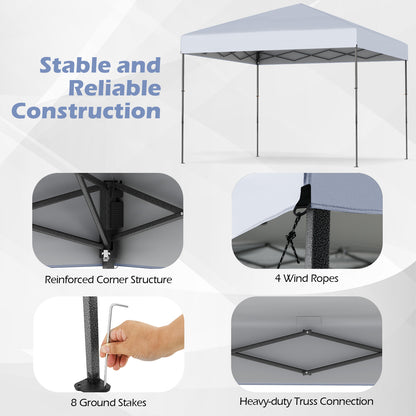 10 X 10 Feet Pop up Canopy Tent with Portable Carrying Bag and 8 Stakes, White Canopies at Gallery Canada