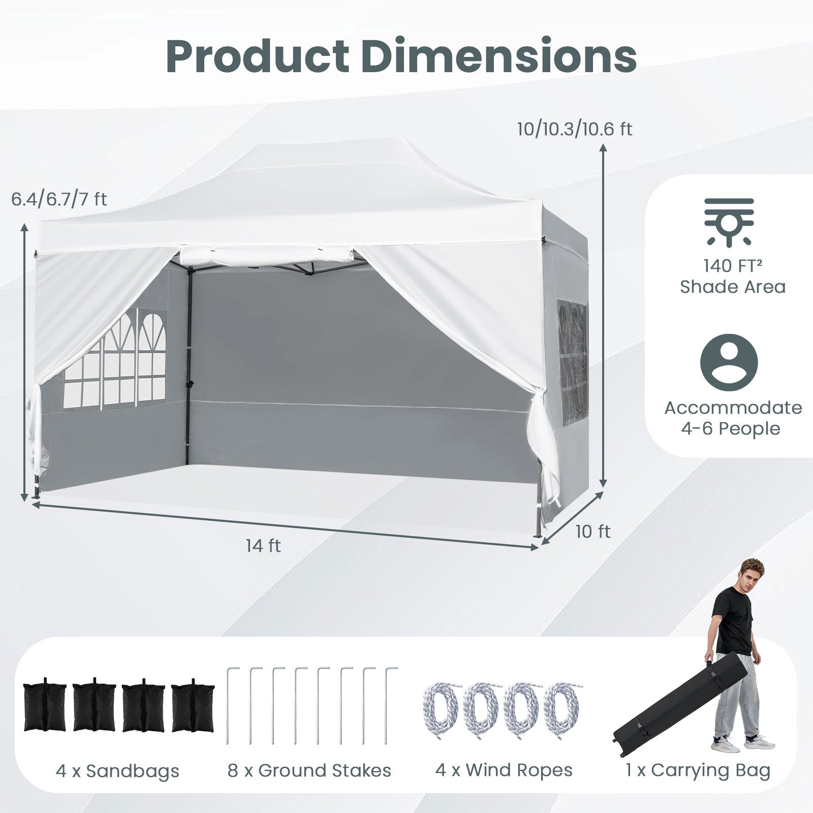 10 X 14 FT Pop Up Canopy Tent, Outdoor Patio Shelter, White Canopies at Gallery Canada