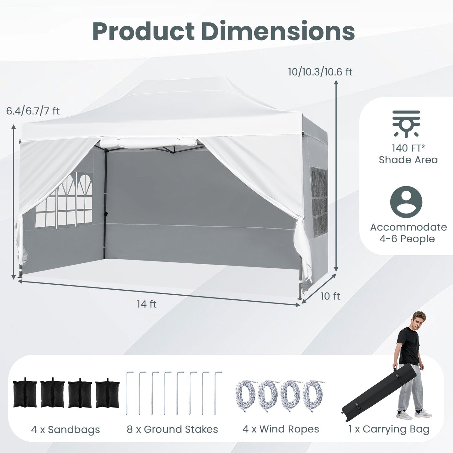 10 X 14 FT Pop Up Canopy Tent, Outdoor Patio Shelter, White Canopies at Gallery Canada