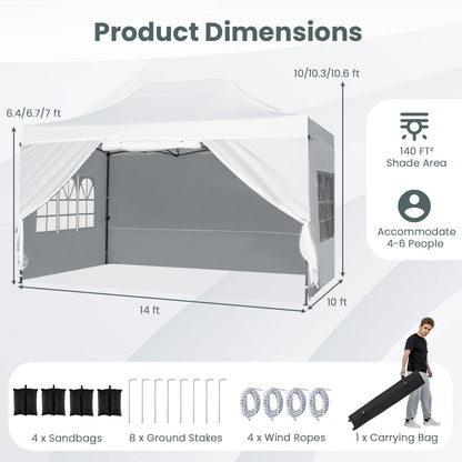 10 X 14 FT Pop Up Canopy Tent, Outdoor Patio Shelter, White Canopies at Gallery Canada