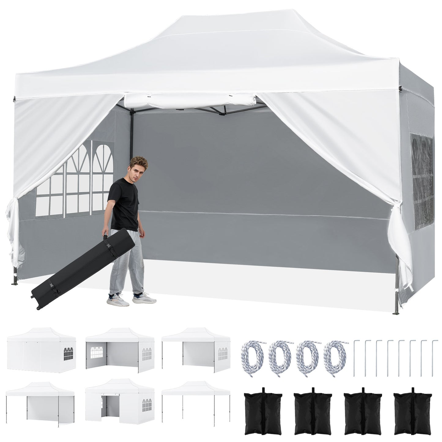 10 X 14 FT Pop Up Canopy Tent, Outdoor Patio Shelter, White Canopies at Gallery Canada
