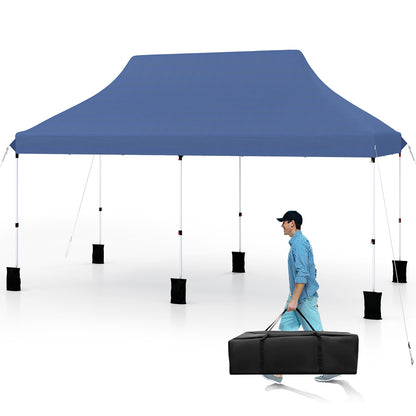 10 X 20 FT Pop Up Canopy Tent, Foldable Portable Outdoor Gazebo, Blue Canopies at Gallery Canada