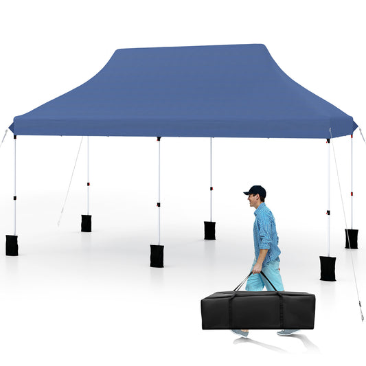 10 X 20 FT Pop Up Canopy Tent, Foldable Portable Outdoor Gazebo, Blue Canopies Blue at Gallery Canada
