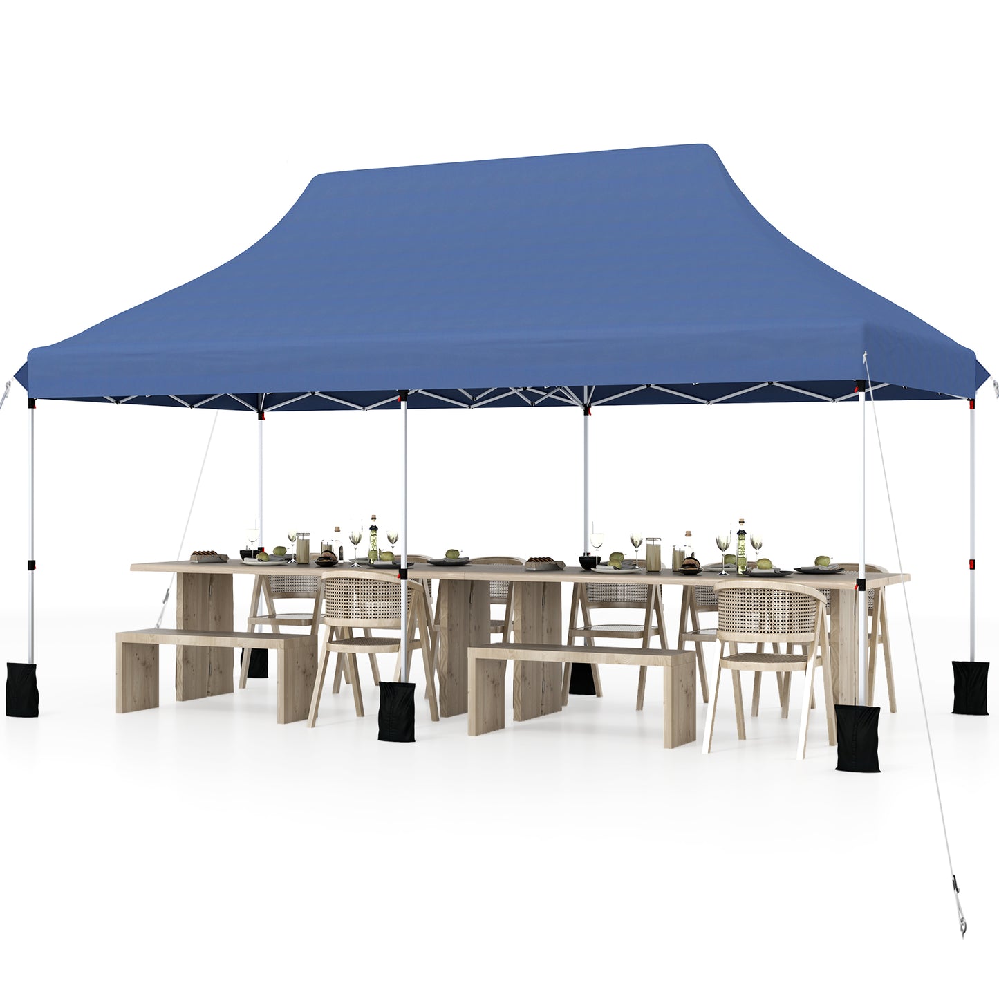 10 X 20 FT Pop Up Canopy Tent, Foldable Portable Outdoor Gazebo, Blue Canopies at Gallery Canada