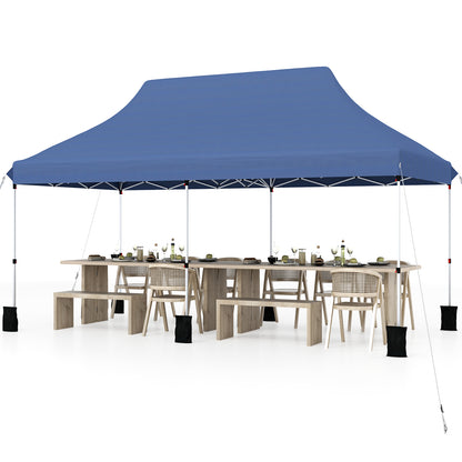 10 X 20 FT Pop Up Canopy Tent, Foldable Portable Outdoor Gazebo, Blue Canopies at Gallery Canada