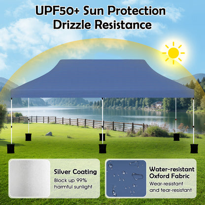 10 X 20 FT Pop Up Canopy Tent, Foldable Portable Outdoor Gazebo, Blue Canopies at Gallery Canada
