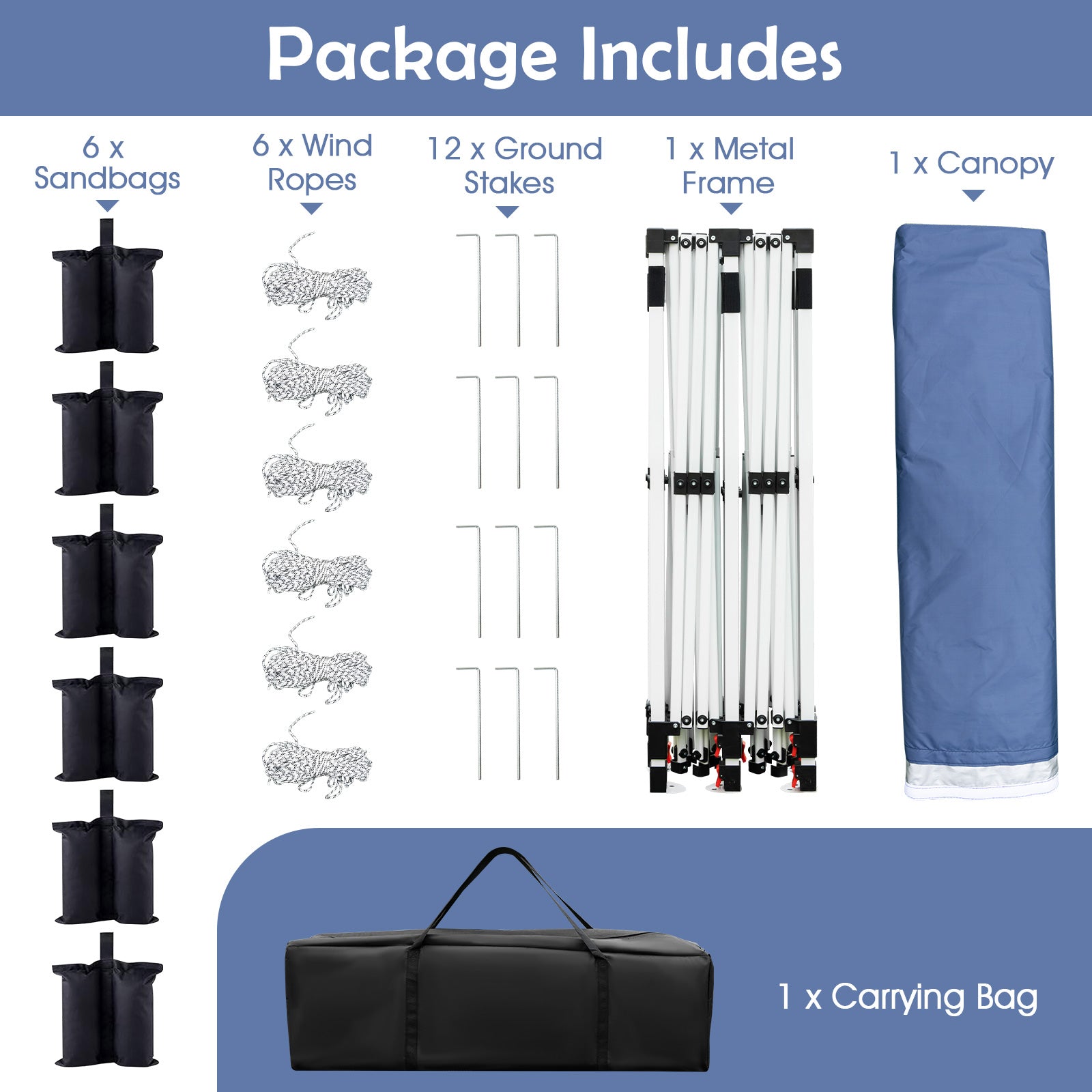 10 X 20 FT Pop Up Canopy Tent, Foldable Portable Outdoor Gazebo, Blue Canopies at Gallery Canada