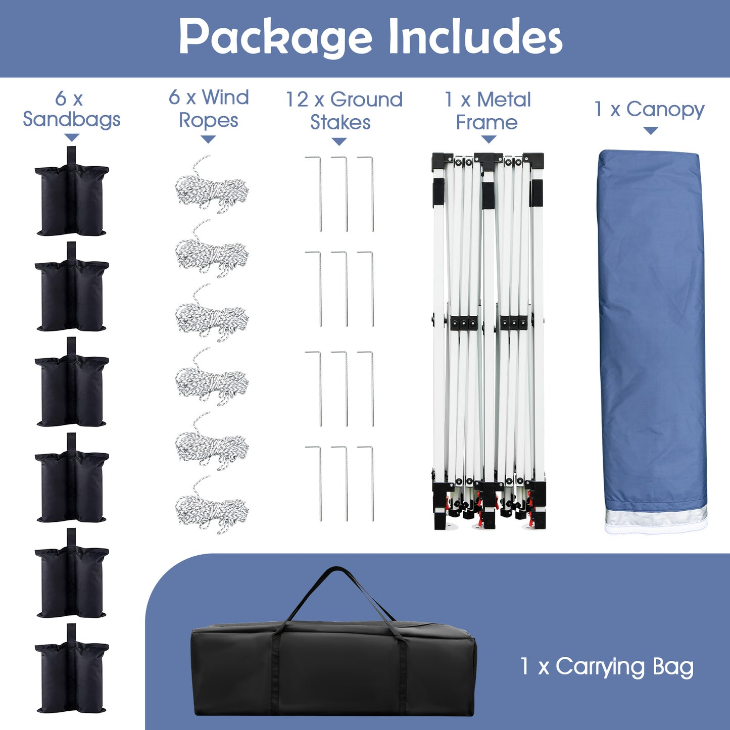 10 X 20 FT Pop Up Canopy Tent, Foldable Portable Outdoor Gazebo, Blue Canopies at Gallery Canada