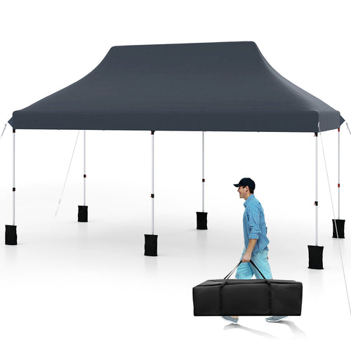 10 X 20 FT Foldable Portable Pop Up Canopy Tent, Black