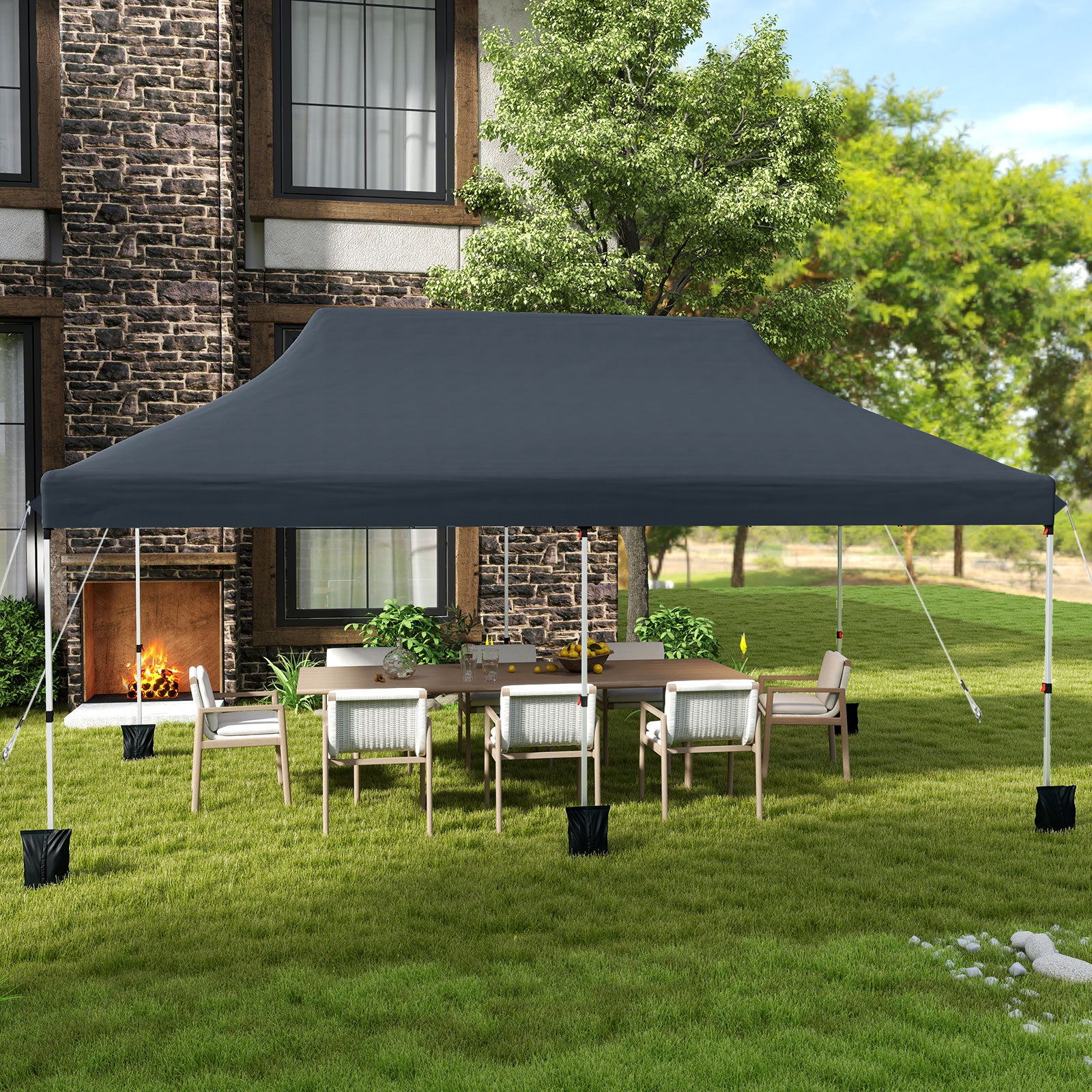 10 X 20 FT Pop up Canopy Tent Foldable Portable Outdoor Gazebo with Carry Bag, Black Canopies at Gallery Canada