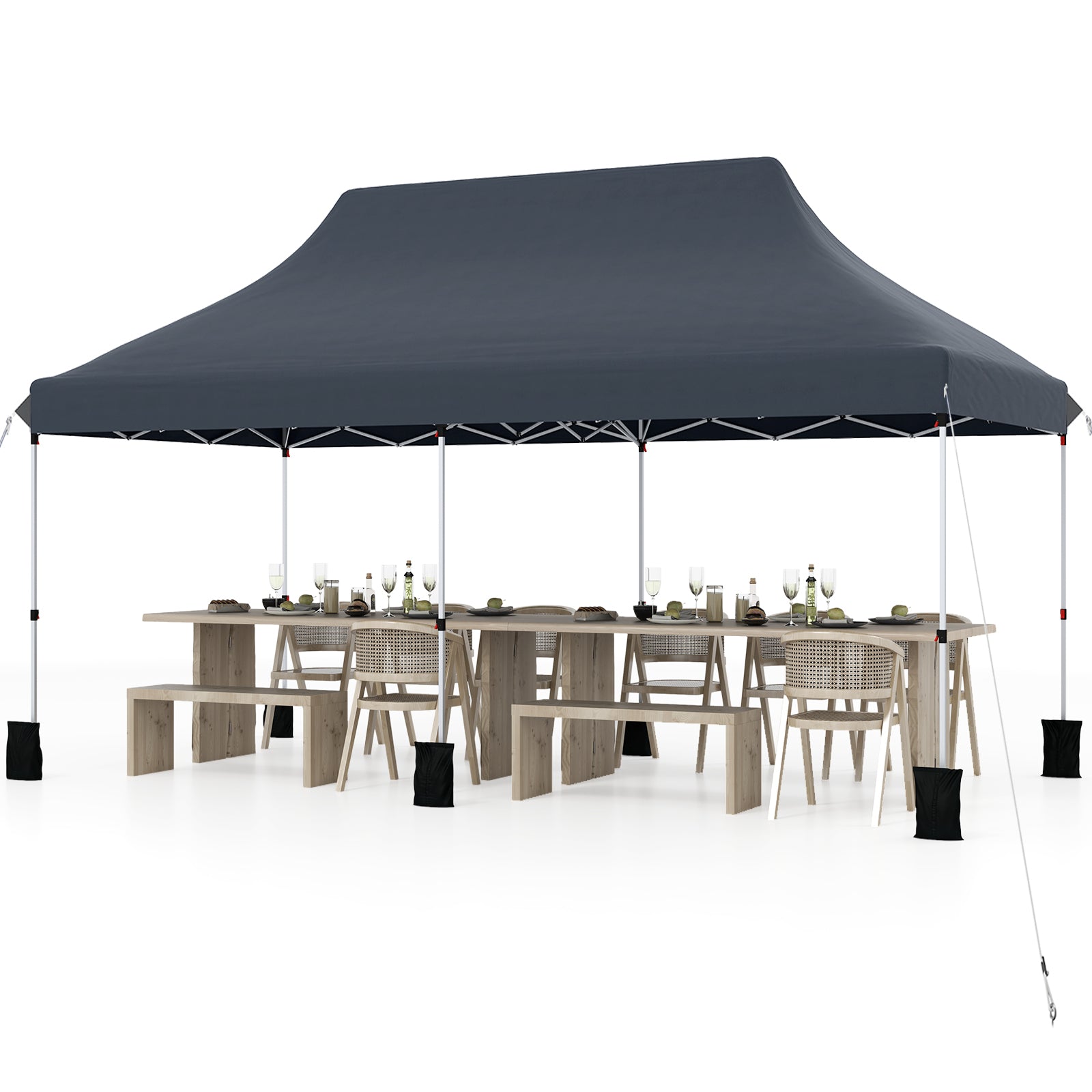 10 X 20 FT Pop up Canopy Tent Foldable Portable Outdoor Gazebo with Carry Bag, Black Canopies at Gallery Canada