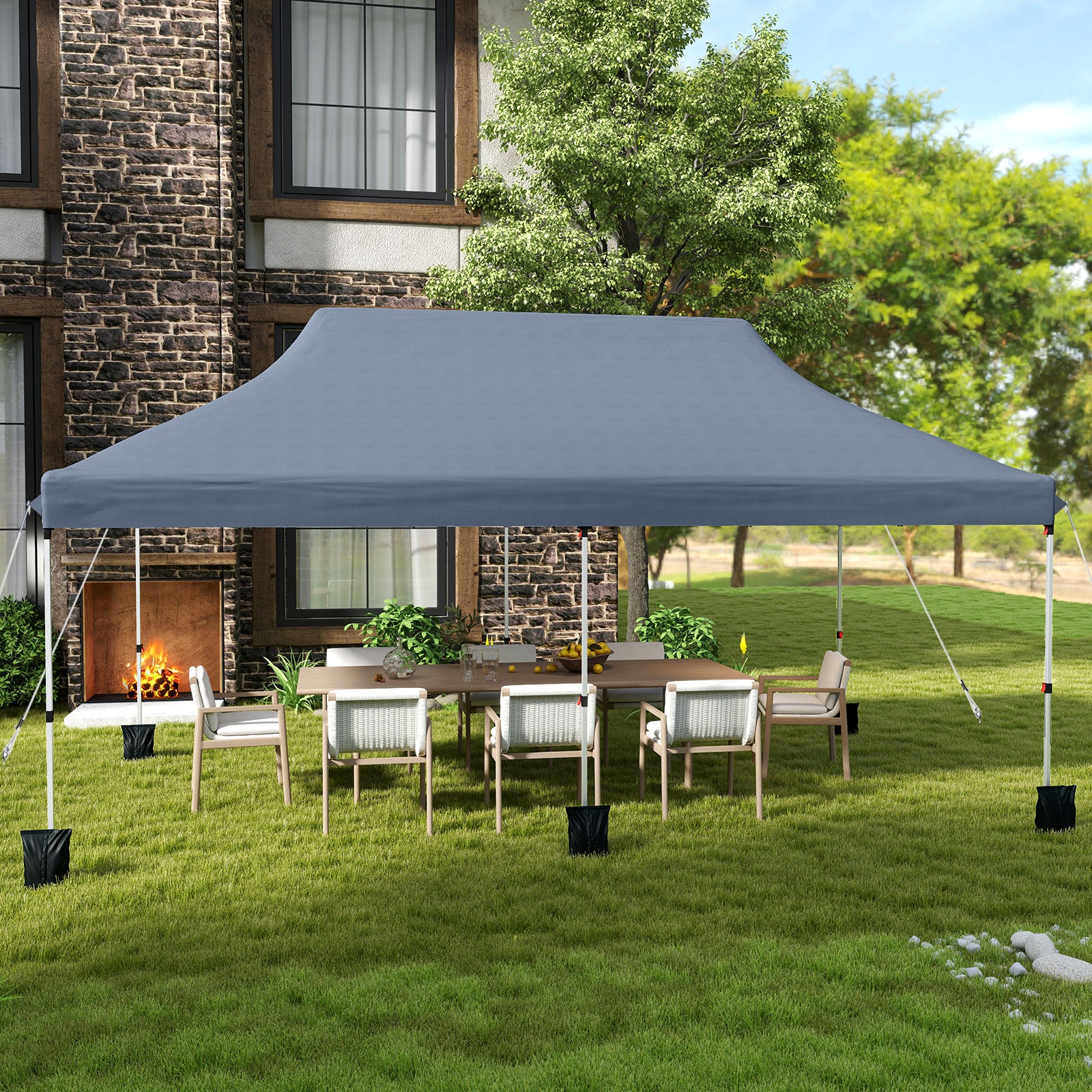 10 X 20 FT Pop up Canopy Tent Foldable Portable Outdoor Gazebo with Carry Bag, Gray Canopies at Gallery Canada