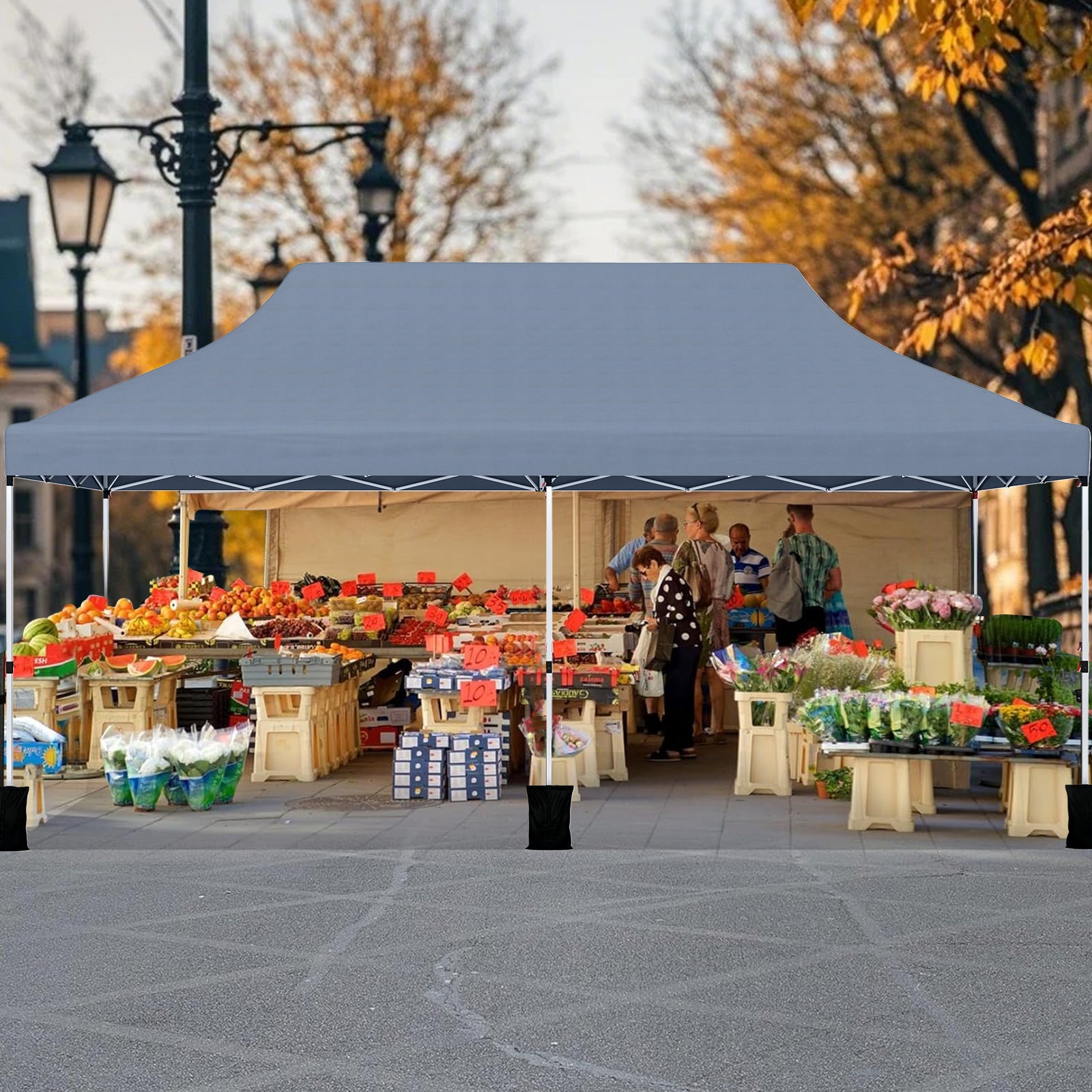 10 X 20 FT Pop up Canopy Tent Foldable Portable Outdoor Gazebo with Carry Bag, Gray Canopies at Gallery Canada