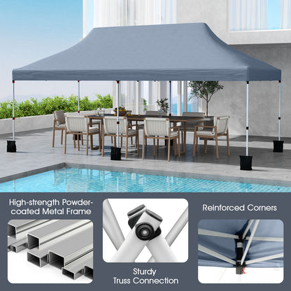 10 X 20 FT Pop up Canopy Tent Foldable Portable Outdoor Gazebo with Carry Bag, Gray Canopies at Gallery Canada