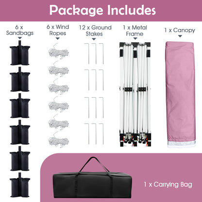 10 X 20 FT Pop Up Canopy Tent, Portable Outdoor Gazebo, Pink Canopies at Gallery Canada