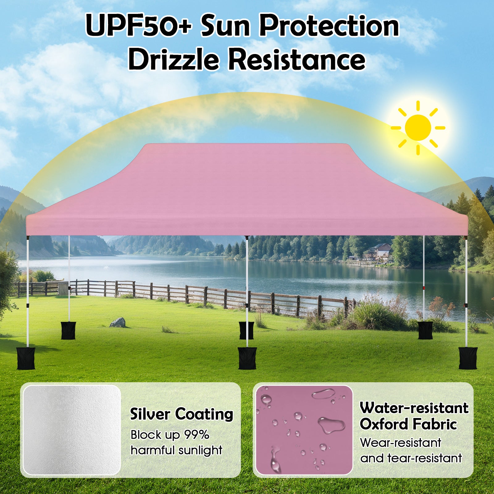 10 X 20 FT Pop Up Canopy Tent, Portable Outdoor Gazebo, Pink Canopies at Gallery Canada