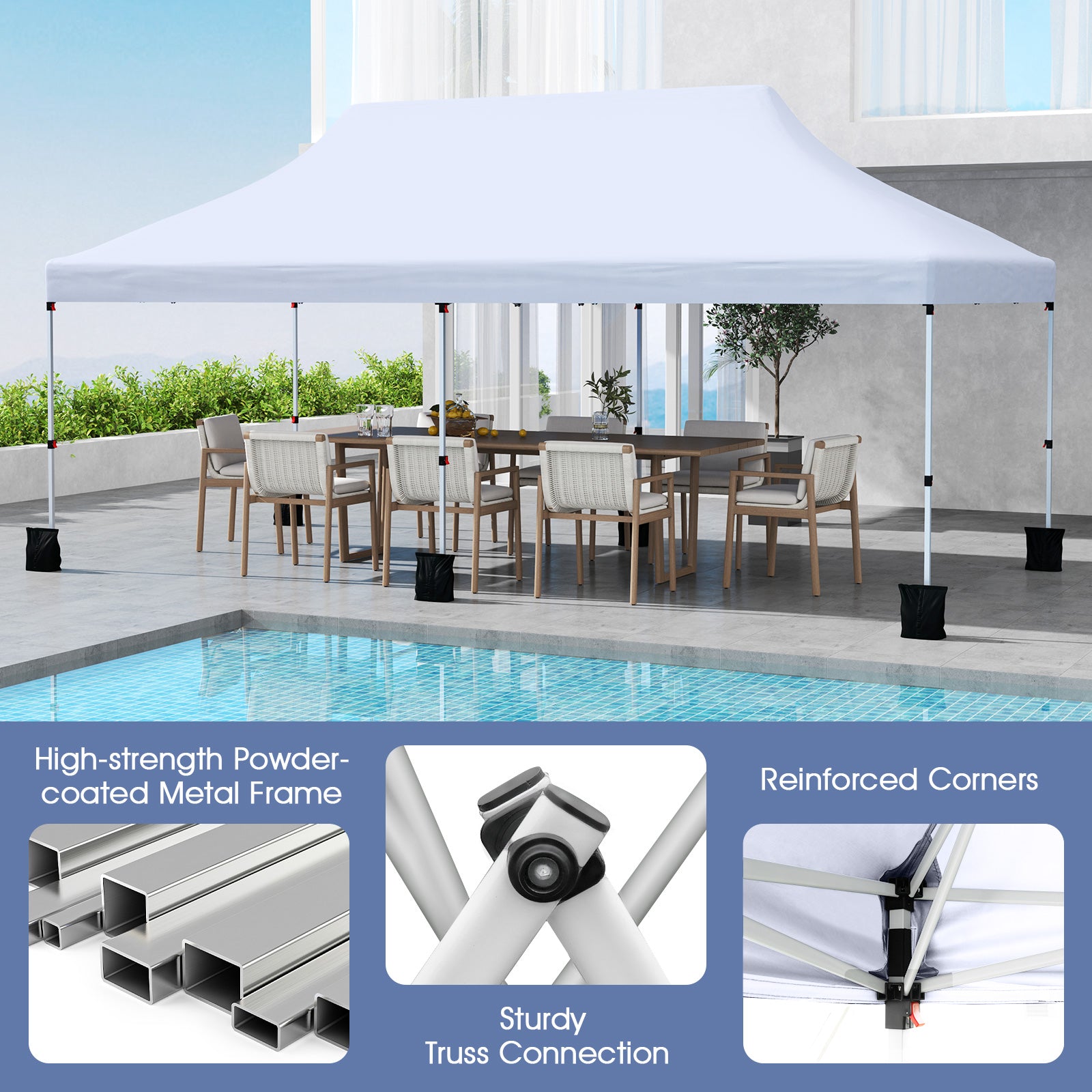 10 X 20 FT Pop up Canopy Tent Foldable Portable Outdoor Gazebo with Carry Bag, White Canopies at Gallery Canada