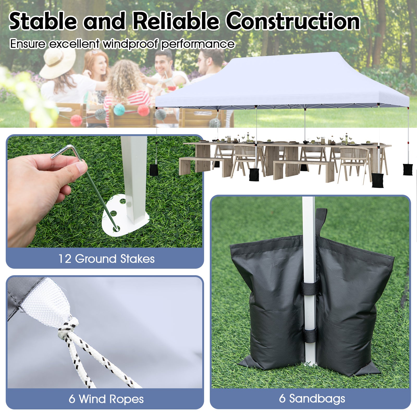 10 X 20 FT Pop up Canopy Tent Foldable Portable Outdoor Gazebo with Carry Bag, White Canopies at Gallery Canada