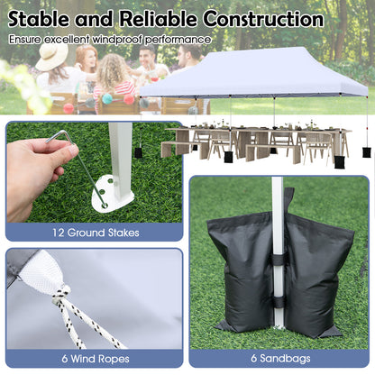 10 X 20 FT Pop up Canopy Tent Foldable Portable Outdoor Gazebo with Carry Bag, White Canopies at Gallery Canada