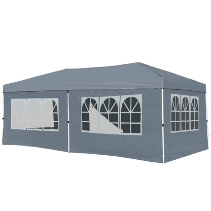10 X 20 Feet Pop up Canopy Tent Instant Setup with 6 Sidewalls, Gray Canopies at Gallery Canada
