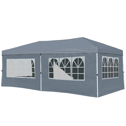10 X 20 Feet Pop up Canopy Tent Instant Setup with 6 Sidewalls, Gray