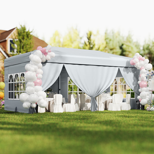 10 X 20 Feet Pop Up Canopy Tent, Instant Setup, 6 Sidewalls, Gray Canopies Gray at Gallery Canada