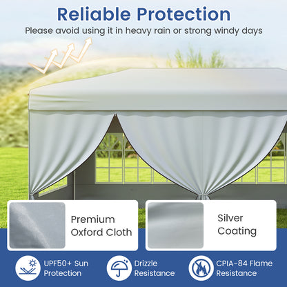 10 X 20 Feet Pop Up Canopy Tent, Instant Setup, 6 Sidewalls, Gray Canopies at Gallery Canada