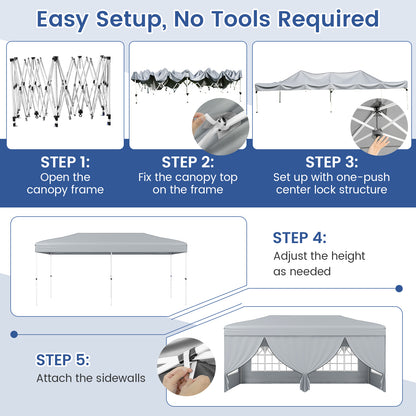 10 X 20 Feet Pop Up Canopy Tent, Instant Setup, 6 Sidewalls, Gray Canopies at Gallery Canada