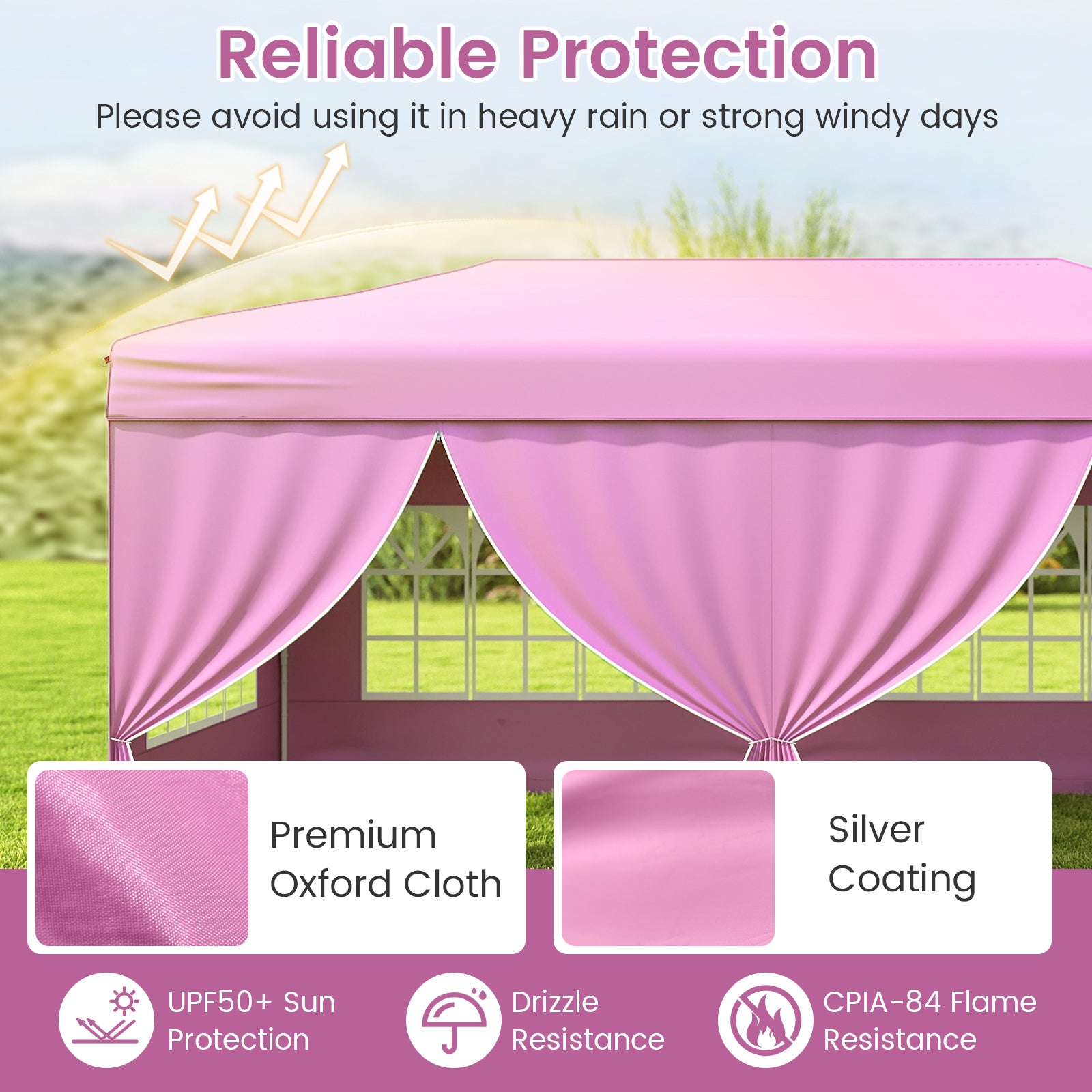 10 X 20 Feet Pop Up Canopy Tent, Instant Setup, 6 Sidewalls, Pink Canopies at Gallery Canada