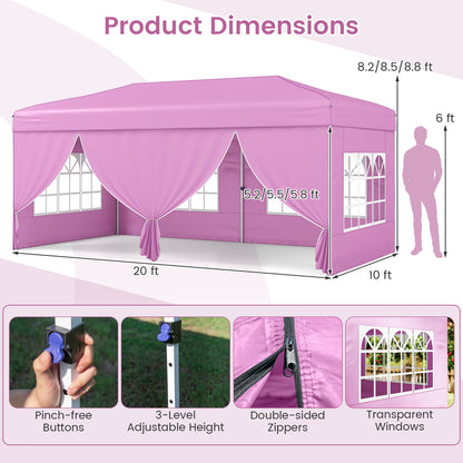 10 X 20 Feet Pop Up Canopy Tent, Instant Setup, 6 Sidewalls, Pink Canopies at Gallery Canada