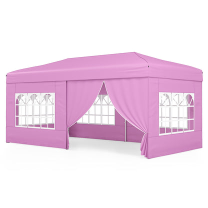 10 X 20 Feet Pop Up Canopy Tent, Instant Setup, 6 Sidewalls, Pink Canopies Pink at Gallery Canada