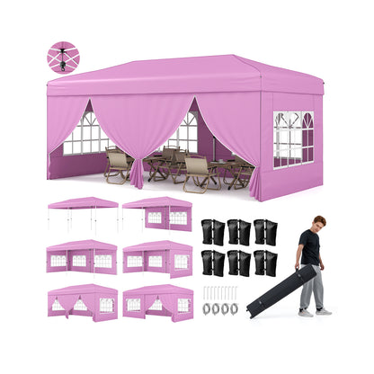 10 X 20 Feet Pop Up Canopy Tent, Instant Setup, 6 Sidewalls, Pink Canopies at Gallery Canada