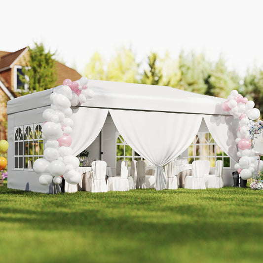 10 X 20 Feet Pop Up Canopy Tent, Instant Setup, 6 Sidewalls, White Canopies White at Gallery Canada