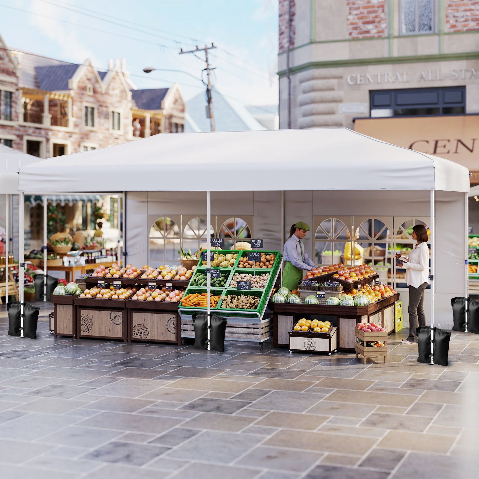 10 X 20 Feet Pop Up Canopy Tent, Instant Setup, 6 Sidewalls, White Canopies at Gallery Canada