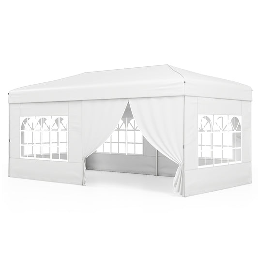 10 X 20 Feet Pop Up Canopy Tent, Instant Setup, 6 Sidewalls, White Canopies White at Gallery Canada