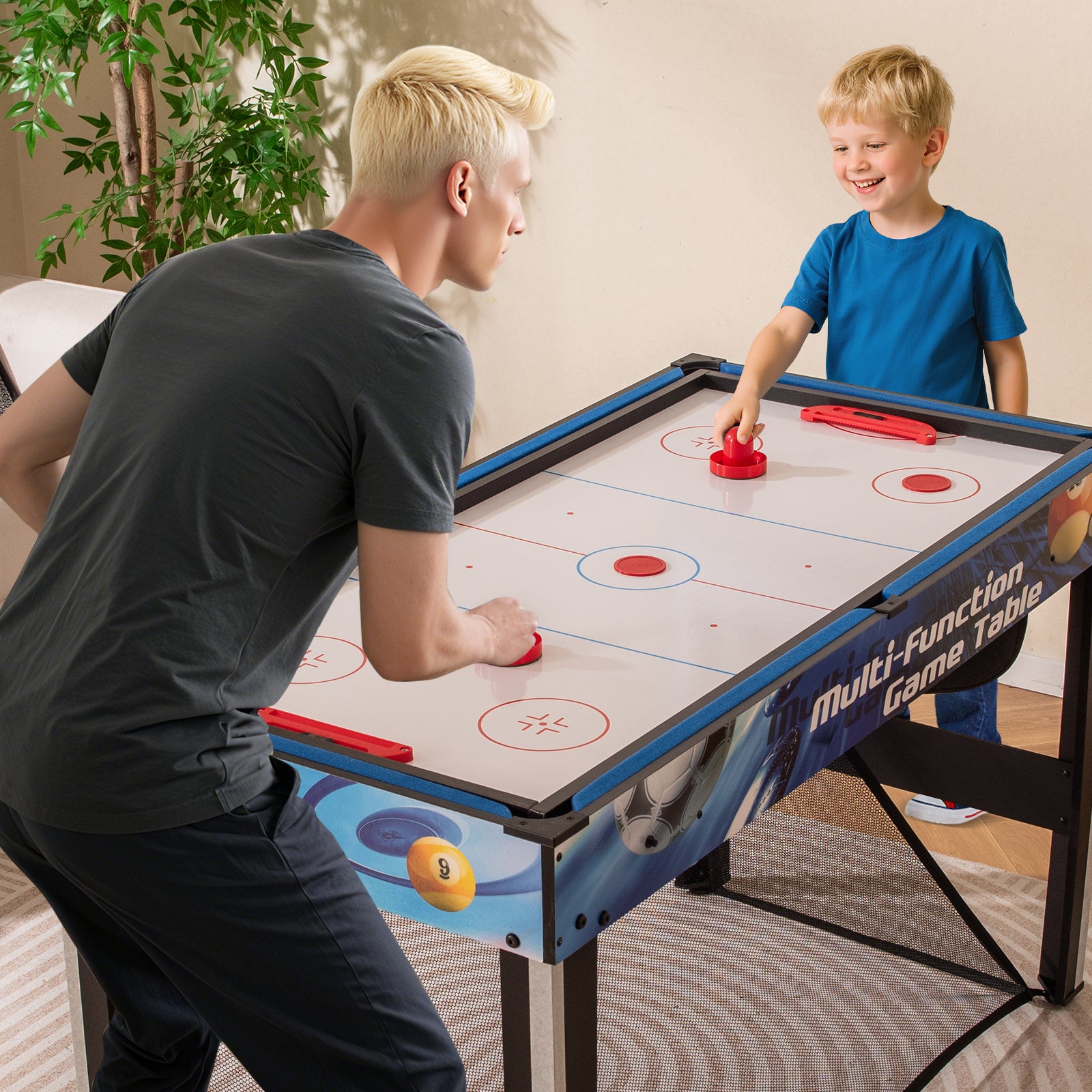10-in-1 Combo Game Table Set with Table Tennis Basketball Soccer, Blue Game Room at Gallery Canada