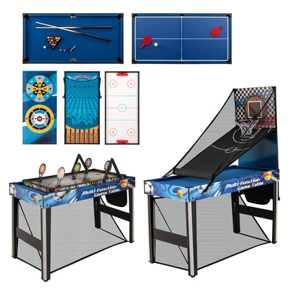 10-in-1 Combo Game Table Set with Table Tennis Basketball Soccer, Blue Game Room at Gallery Canada