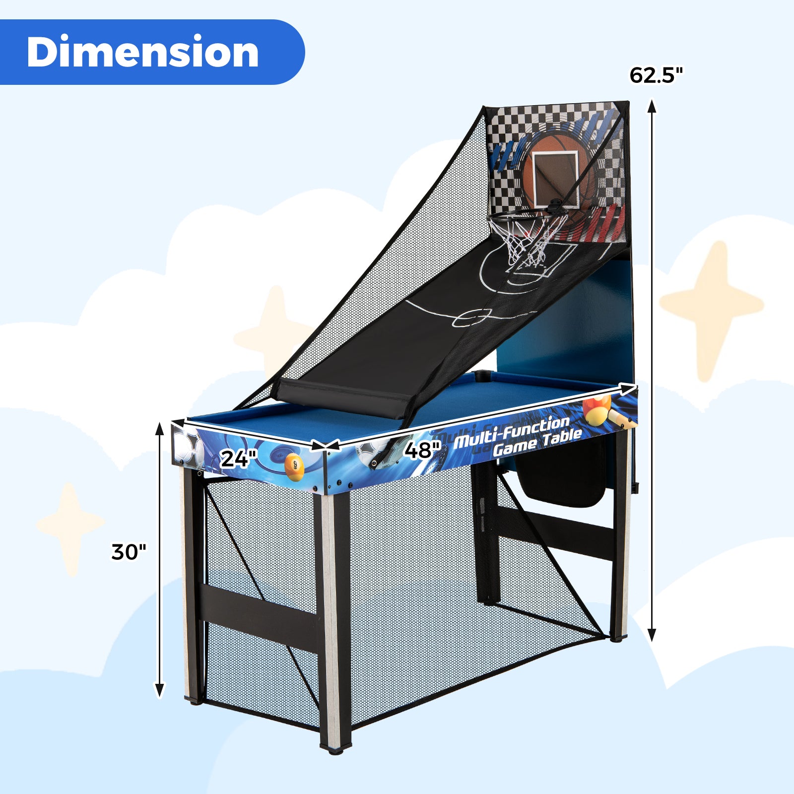 10-in-1 Combo Game Table Set with Table Tennis Basketball Soccer, Blue Game Room at Gallery Canada