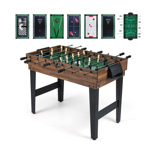 10-In-1 Combo Game Table Set, 50Inch Multi-Game, Brown