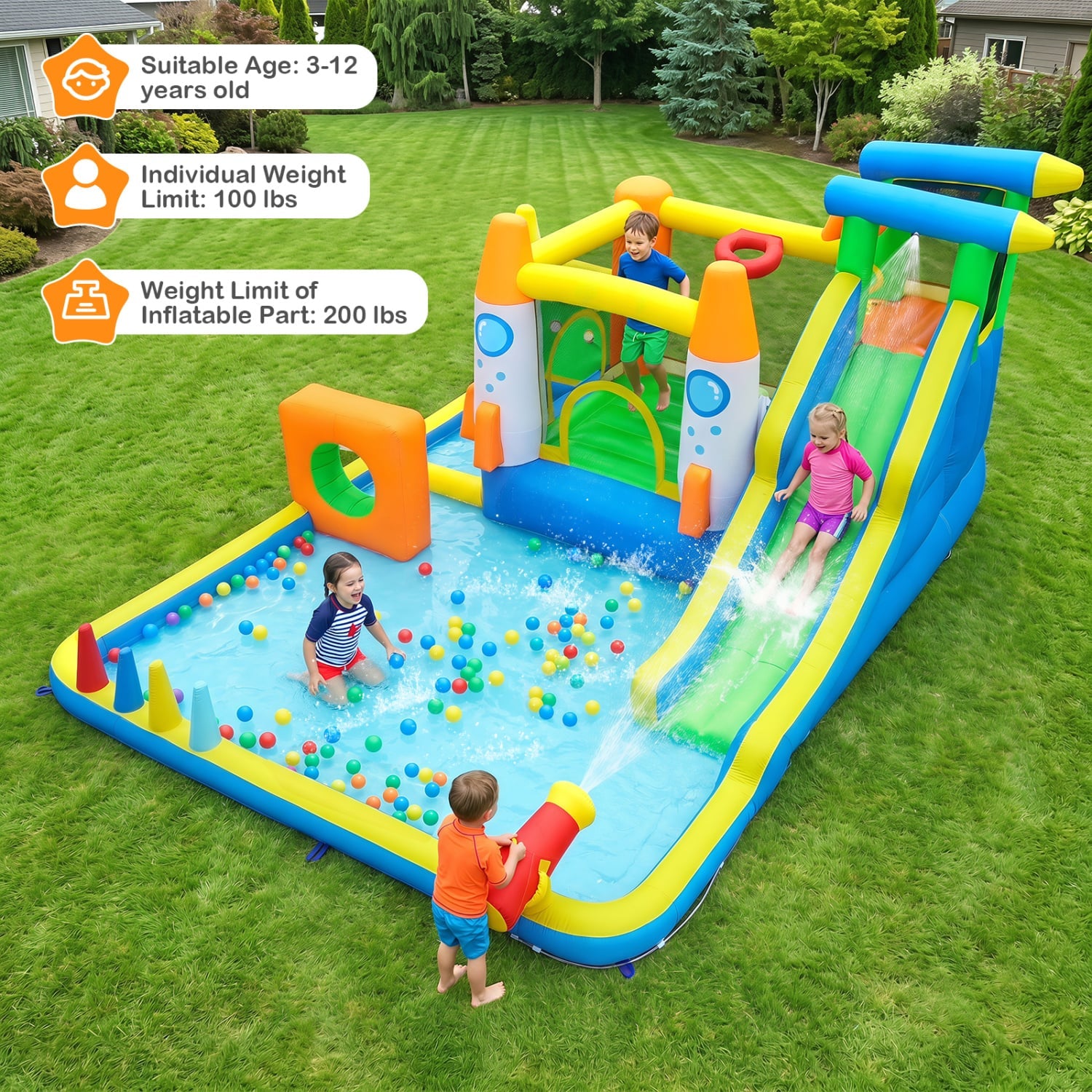Kids Inflatable Bounce House, 10-in-1 with Water Slide Inflatable Water Slides at Gallery Canada