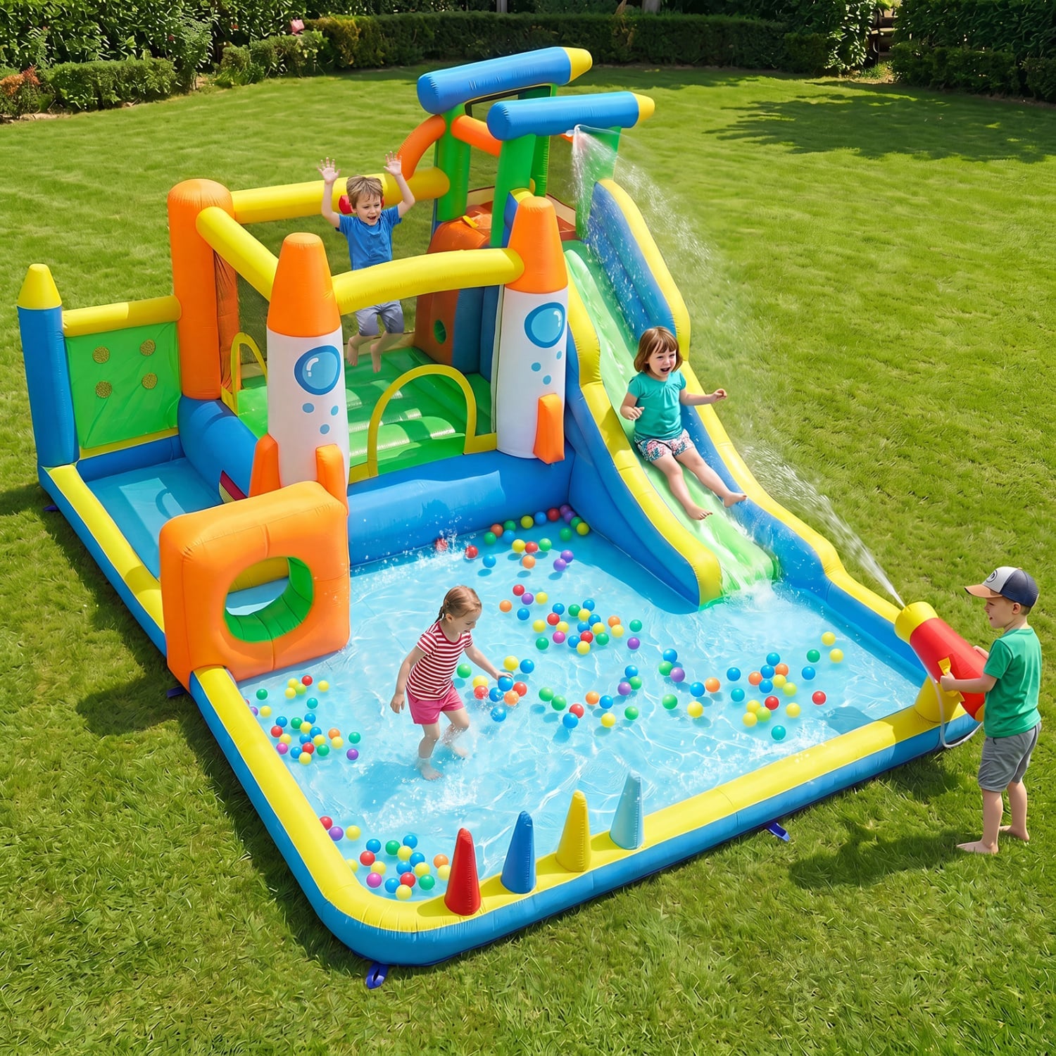 Kids Inflatable Bounce House, 10-in-1 with Water Slide Inflatable Water Slides at Gallery Canada