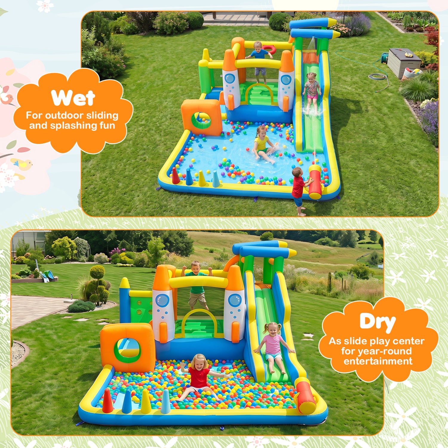 Kids Inflatable Bounce House, 10-in-1 with Water Slide Inflatable Water Slides at Gallery Canada