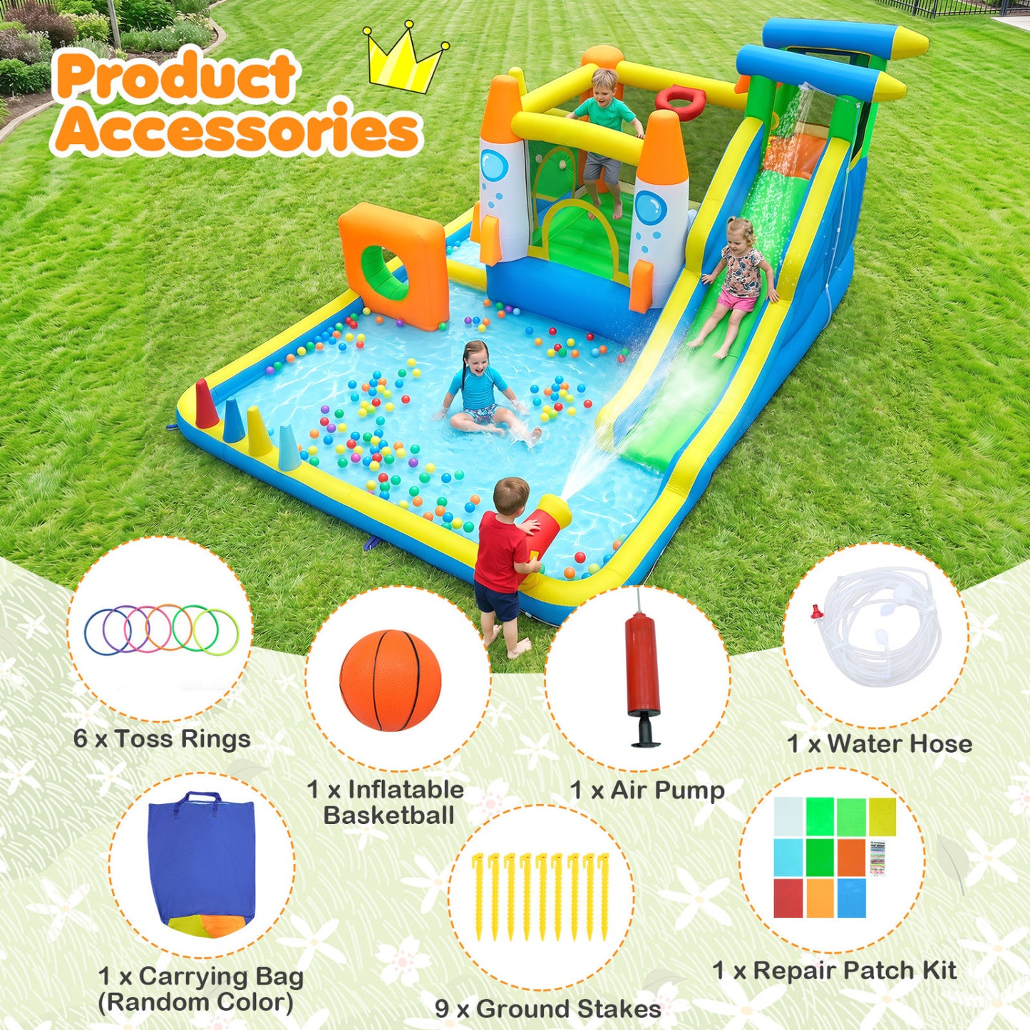 Kids Inflatable Bounce House, 10-in-1 with Water Slide Inflatable Water Slides at Gallery Canada