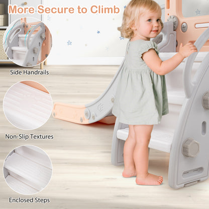 10-in-1 Toddler Slide and Swing Set with Double Slides and Tunnel, Pink Climbers & Slides at Gallery Canada