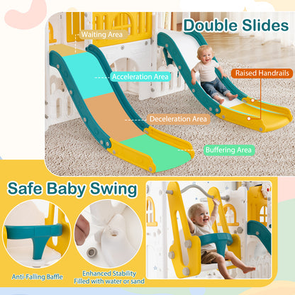 10-in-1 Toddler Slide and Swing Set with Double Slides and Tunnel, Yellow Climbers & Slides at Gallery Canada