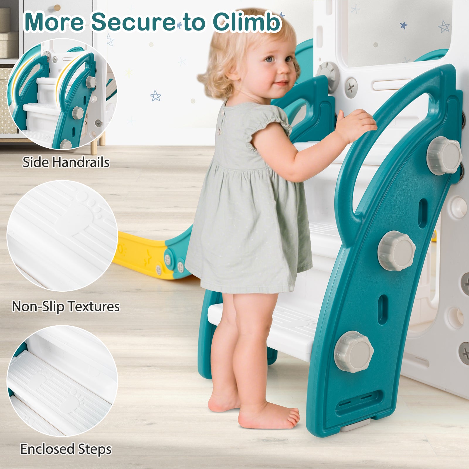 10-in-1 Toddler Slide and Swing Set with Double Slides and Tunnel, Yellow Climbers & Slides at Gallery Canada