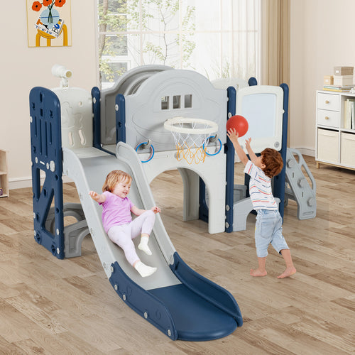 10 In 1 Toddler Slide Climber Playset, Indoor Playground, Blue