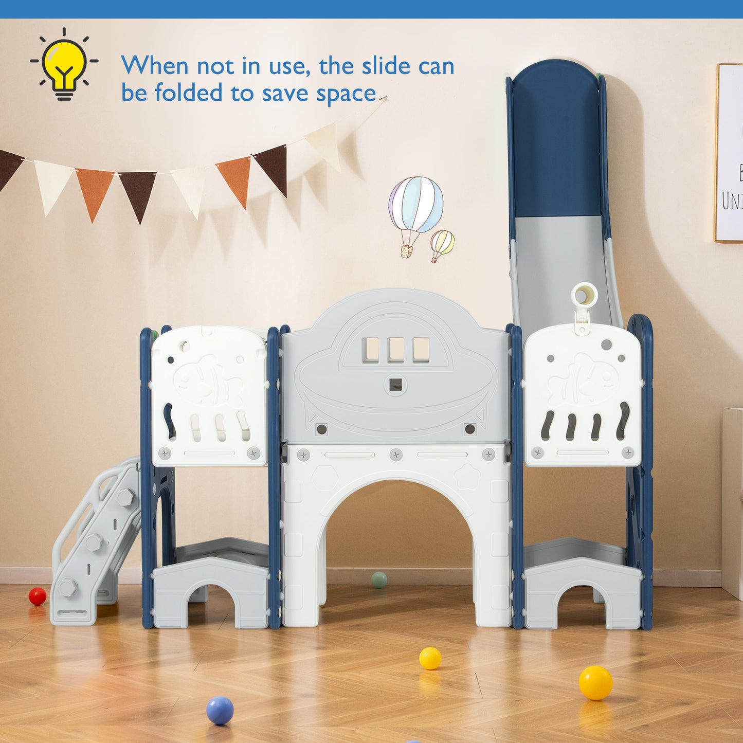 10 In 1 Toddler Slide Climber Playset, Indoor Playground, Blue Climbers & Slides at Gallery Canada