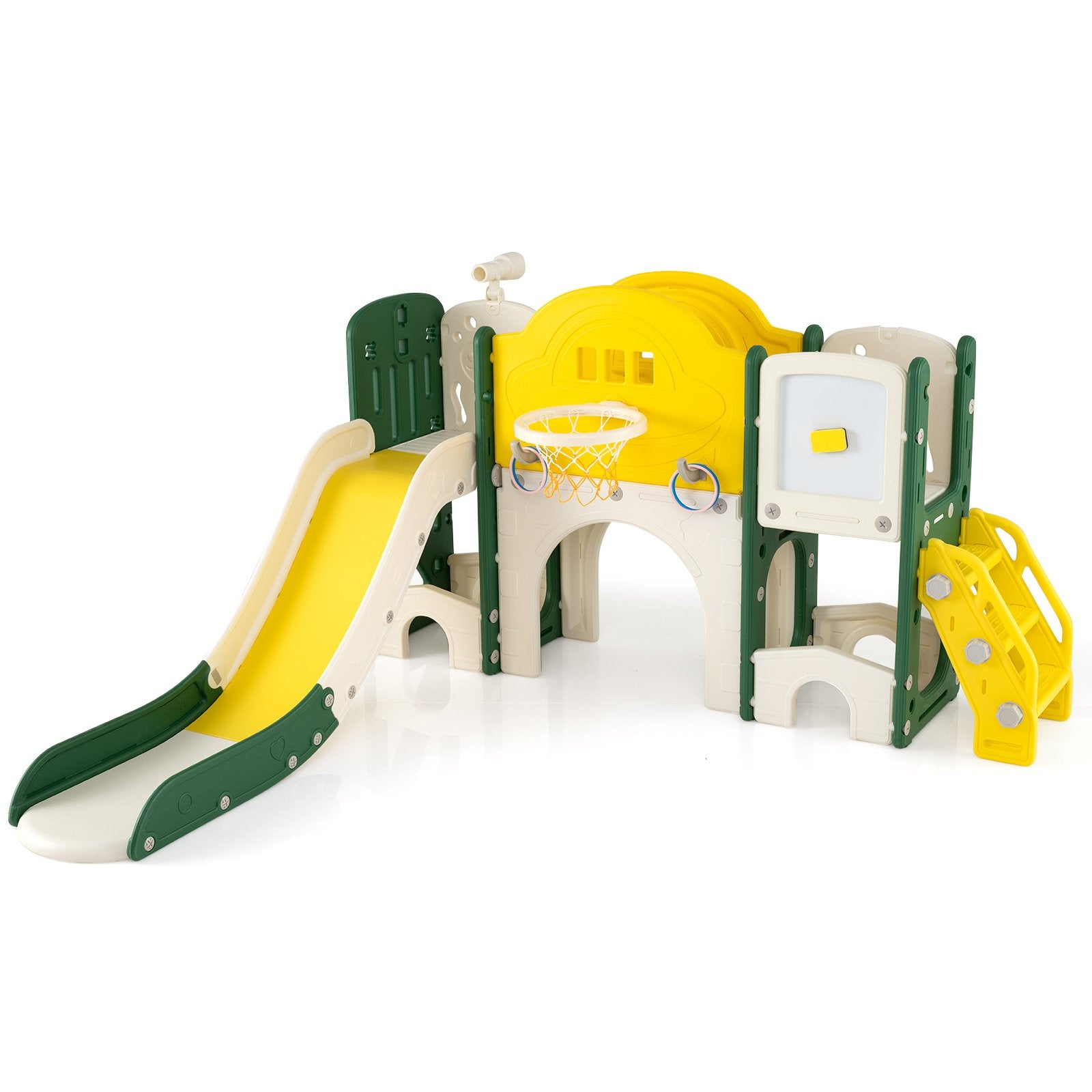 10 in 1 Toddler Slide Set Kids Slide and Climber Playset Indoor Playground, Yellow Climbers & Slides Yellow at Gallery Canada