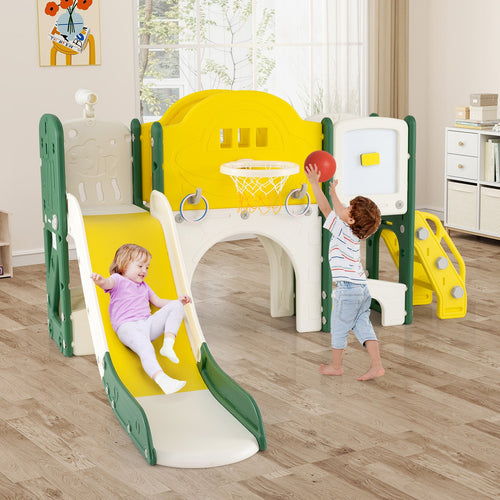 10 In 1 Toddler Slide Climber Playset, Indoor Playground, Yellow